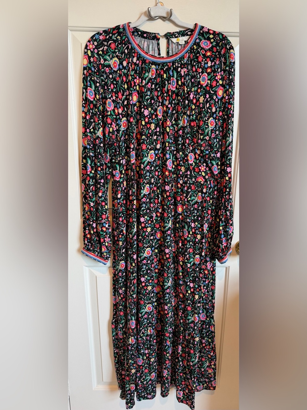Boden maxi dress. Size 12. Vibrant colorful floral. Stretchy cotton. GUC - Picture 2 of 4